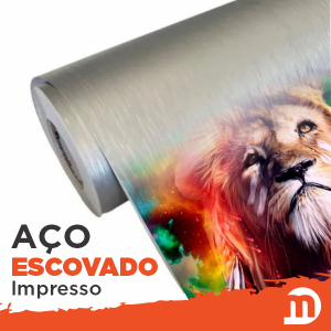 Adesivo 0,10 Aço Escovado Prata Impresso PVC calandrado 150 micras  4x0   Marca: Alltak